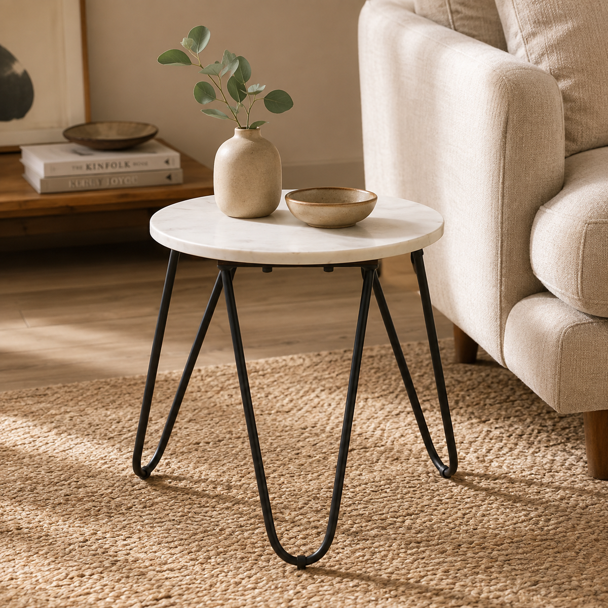Table basse blanche en pierre véritable