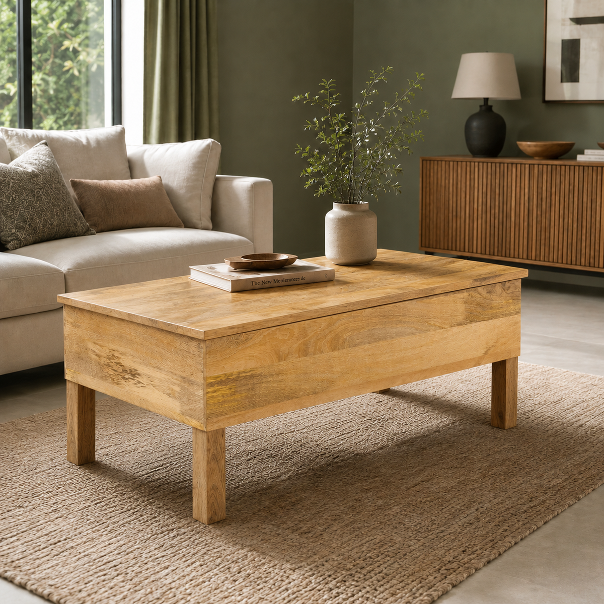 Table basse relevable en bois de manguier massif