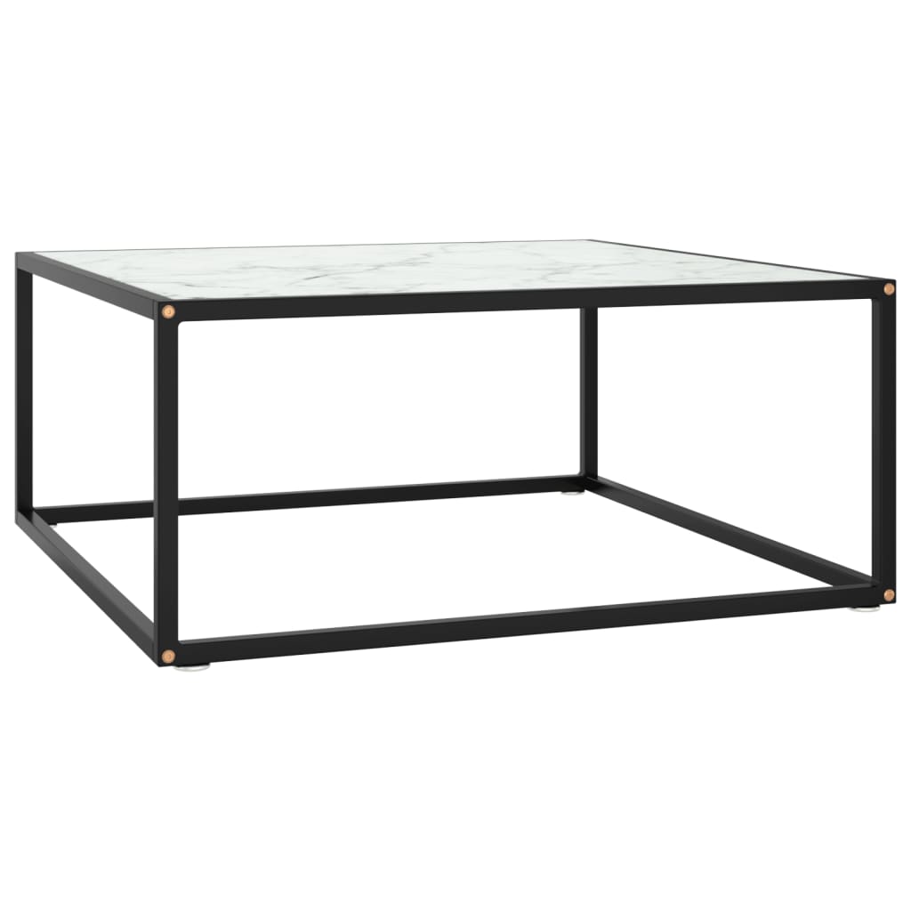 Table basse carré en verre trempé et acier