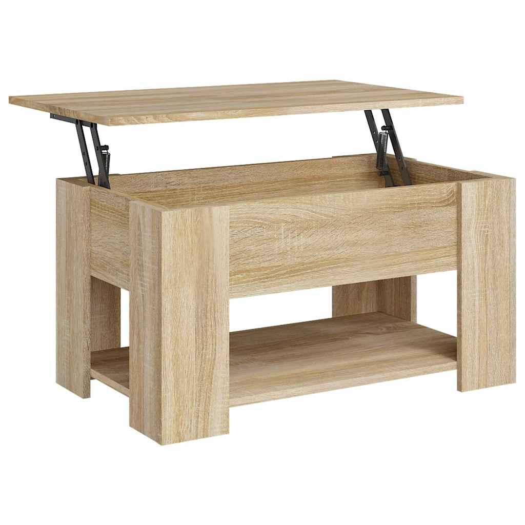 Table basse relevable en chêne sonoma et en bois d'ingénierie