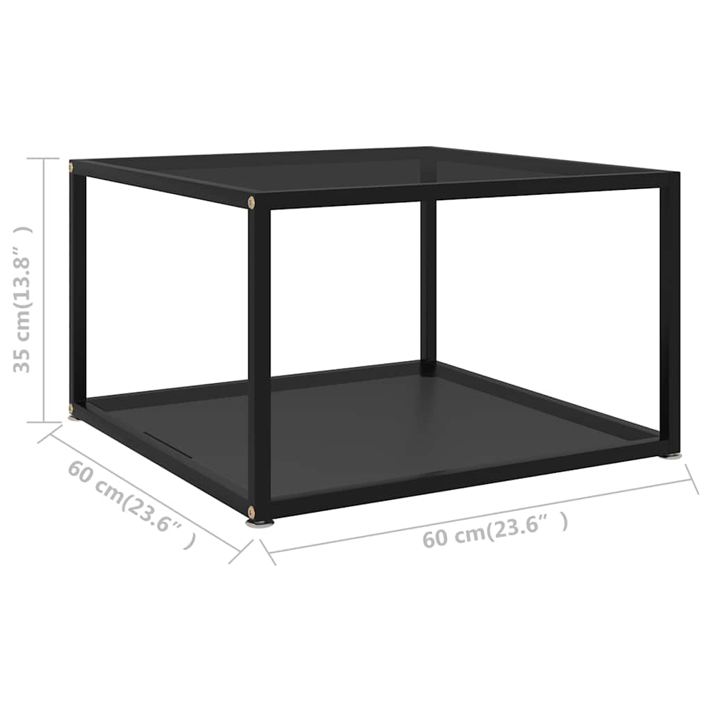 Table basse en verre trempé noir et acier