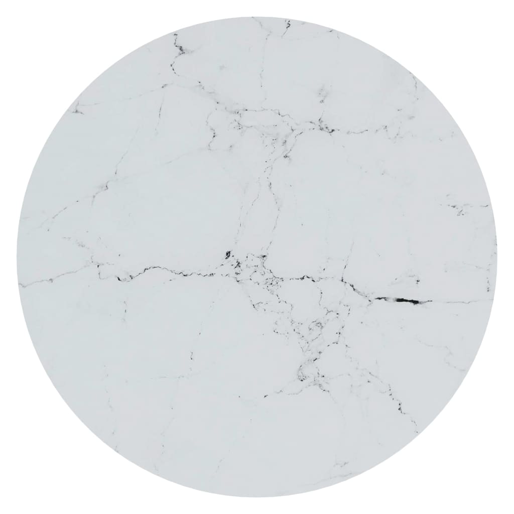 Table d'appoint en verre trempé effet marbre blanc et finition dorée